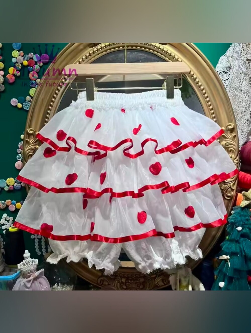 Red & White Satin Trim Bloomers /Skort - EGL Lolita Coquette Fashion